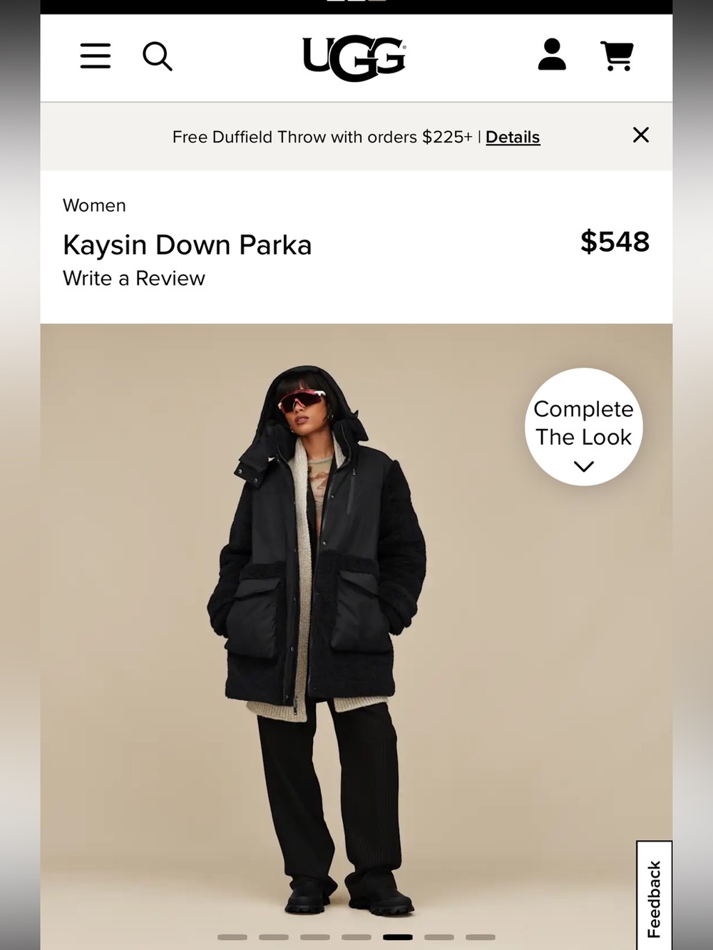NWT UGG Kaysin Down Parka black ~ Medium